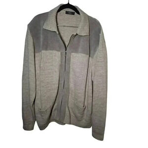 M&S Collezione mens size XL acrylic wool stone full zip soft shell jacket